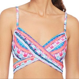 LA BLANCA NWT Global Jive Wrap Bikini Swim Top Underwire Sz 10